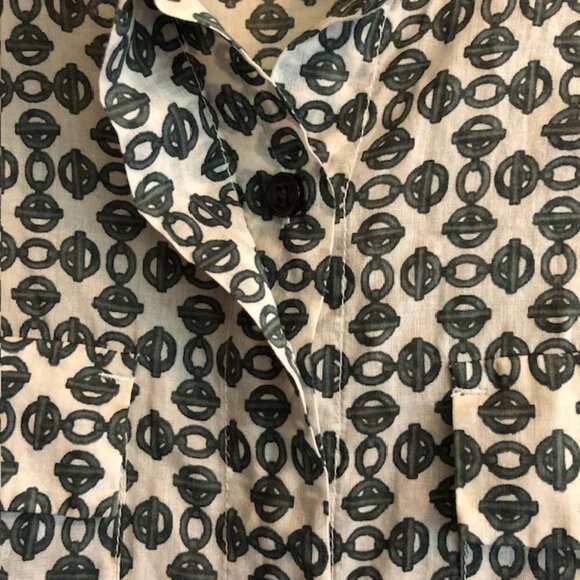 TORY BURCH Toggle Chain Green Cotton Long Sleeve Button Up Banded Collar… - Picture 6 of 16